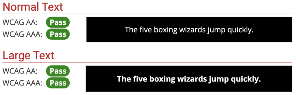 black background white text