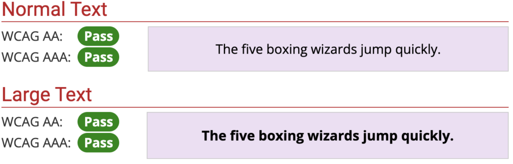 semiviolet background black text