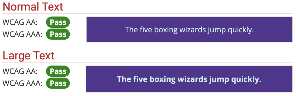 Pale blue text on purple background