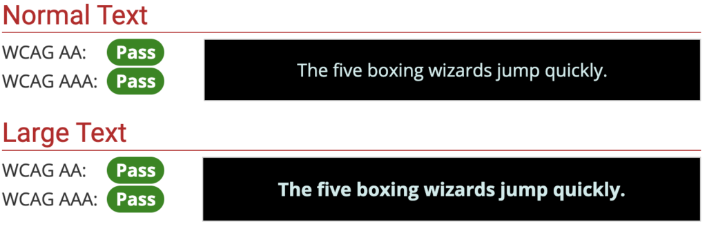 black background, pale blue text