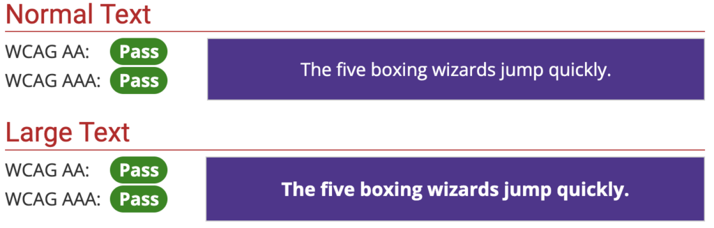 purple background, white text