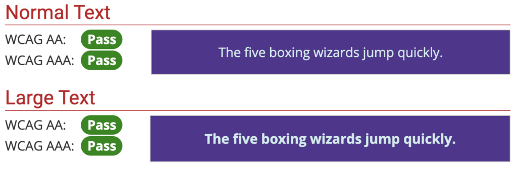 pale blue text on purple background