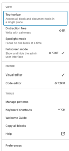 Three dots additional menu